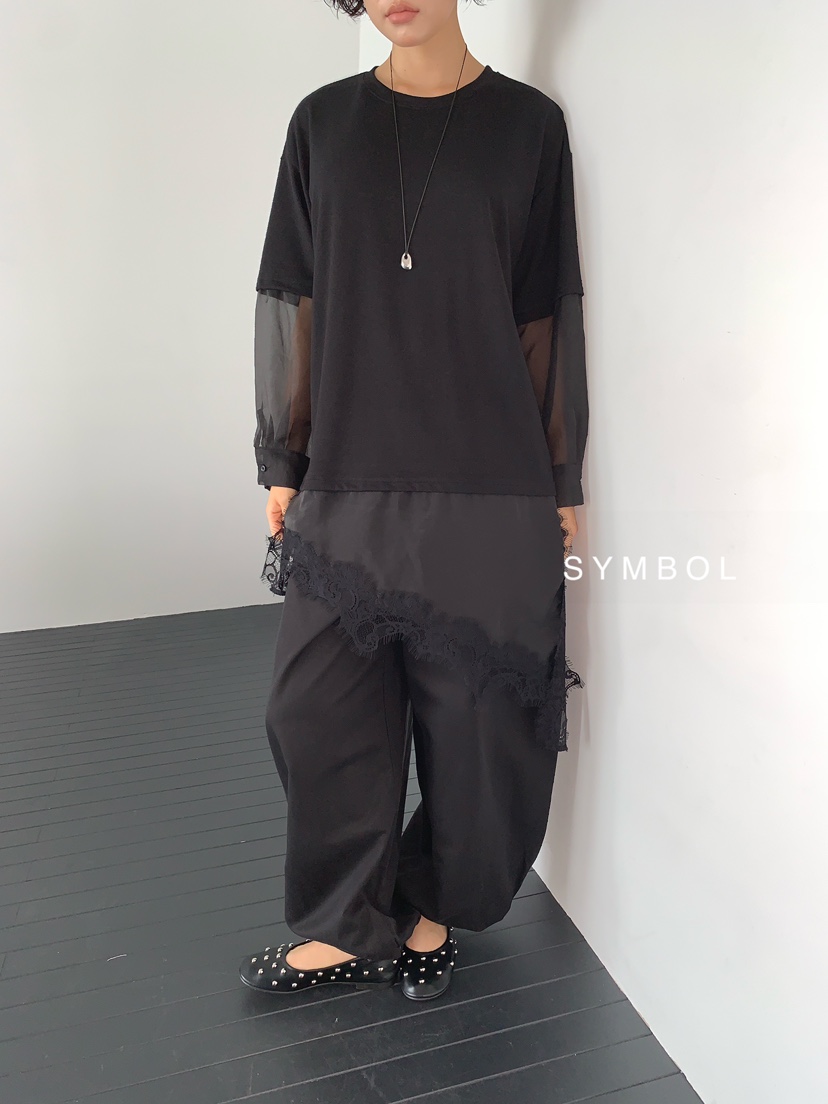 SYMBOL韓國直郵女裝新款熱賣真品推薦休閑26夏季長袖T恤蕾絲SYMBOL長袖T恤