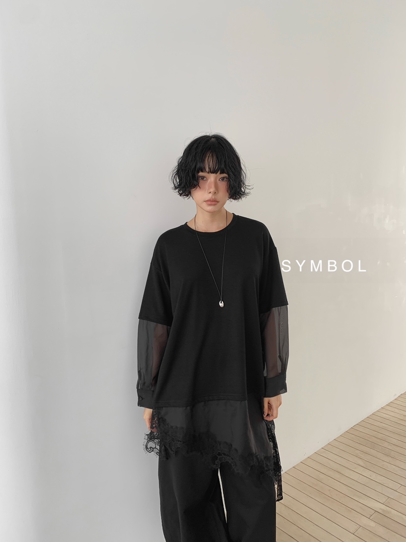 SYMBOL韓國直郵女裝新款熱賣真品推薦休閑26夏季長袖T恤蕾絲SYMBOL長袖T恤圖色2