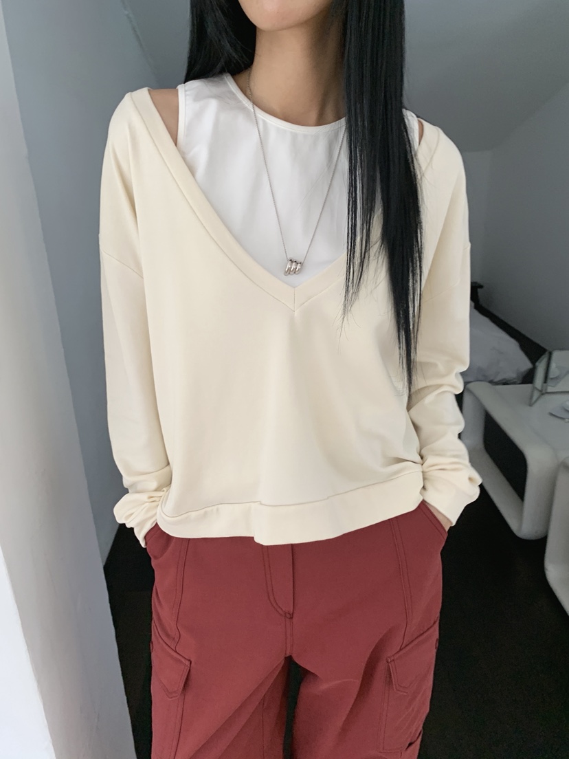 VERNIMENT東大門實拍女士新款休閑熱賣26夏季人氣衛衣V領深VVERNIMENT衛衣圖色1