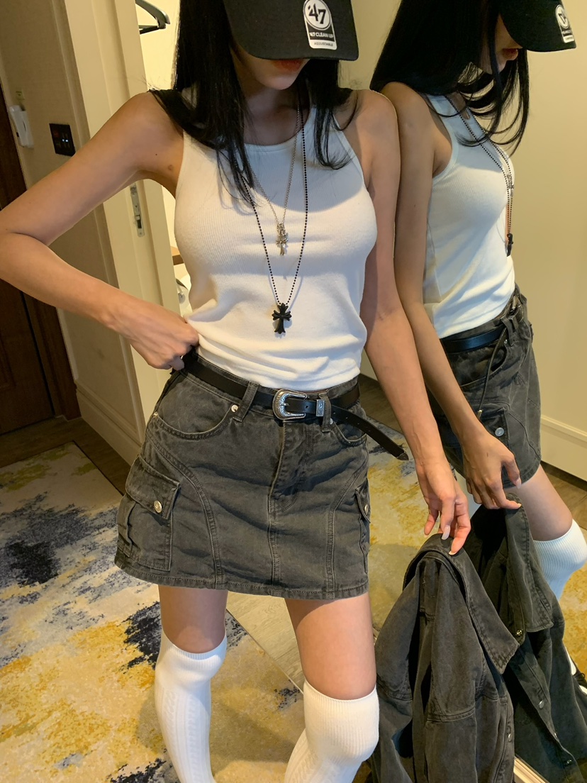 BADCALM韓國代購女裝新品休閑熱賣真品26夏季裙褲不含腰帶口袋BADCALM裙褲