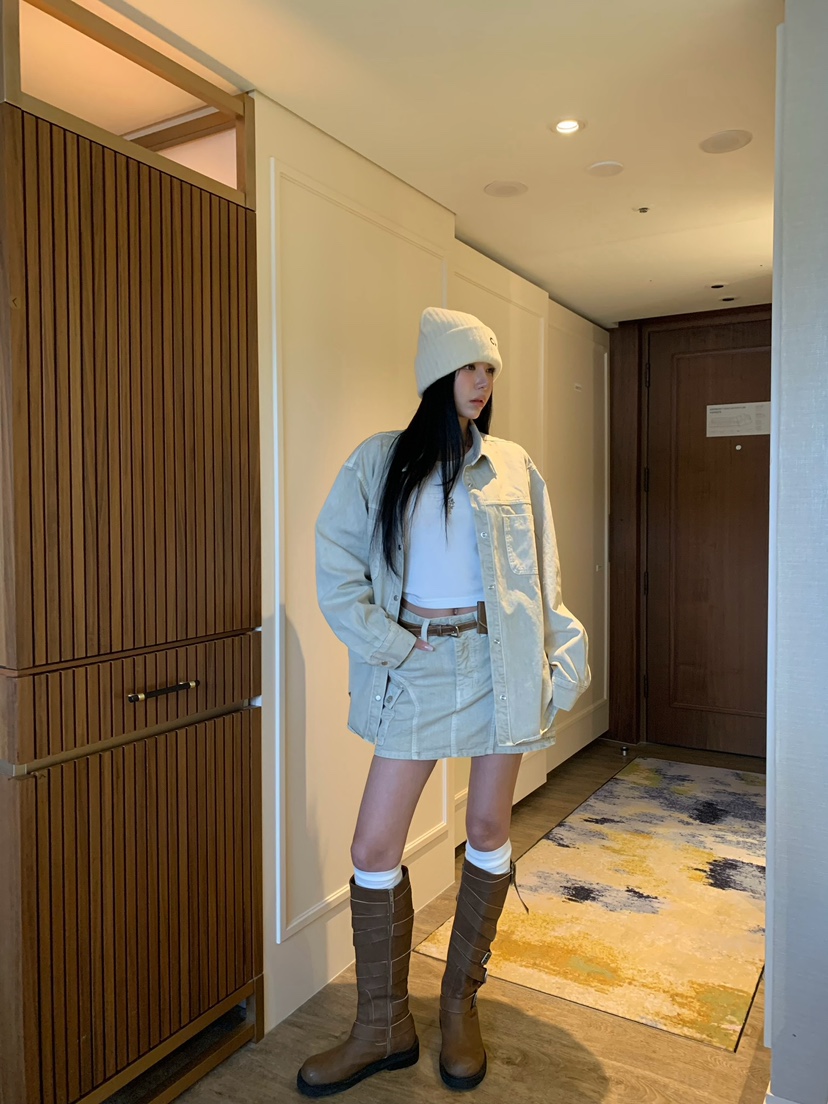 BADCALM韓國代購女裝新品休閑熱賣真品26夏季裙褲不含腰帶口袋BADCALM裙褲