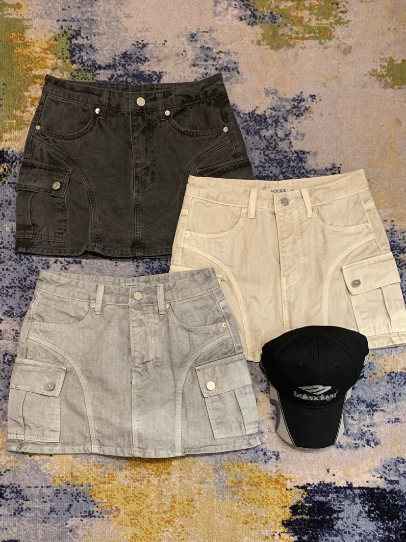 BADCALM韓國代購女裝新品休閑熱賣真品26夏季裙褲不含腰帶口袋BADCALM裙褲