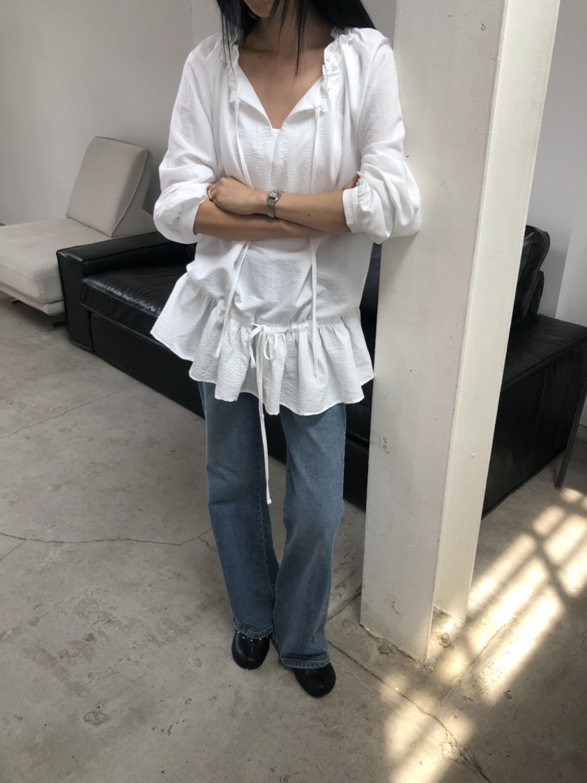 MOVENNE東大門直郵女士新款推薦人氣26夏季襯衫蕾絲衫褶皺MOVENNE襯衫/蕾絲衫