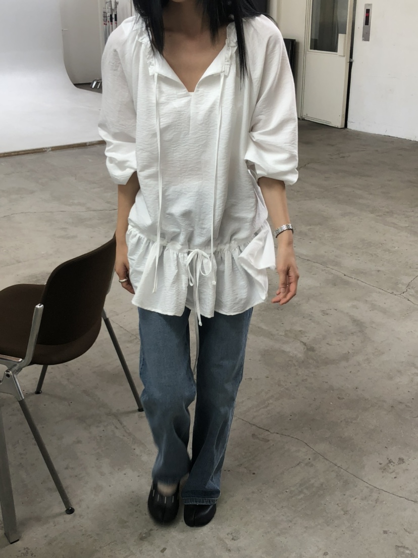 MOVENNE東大門直郵女士新款推薦人氣26夏季襯衫蕾絲衫褶皺MOVENNE襯衫/蕾絲衫