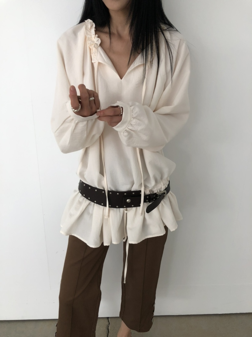 MOVENNE東大門直郵女士新款推薦人氣26夏季襯衫蕾絲衫褶皺MOVENNE襯衫/蕾絲衫