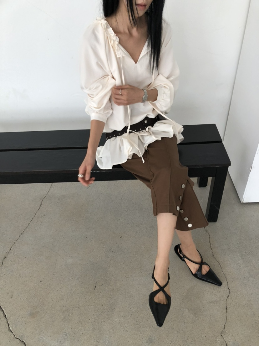 MOVENNE東大門直郵女士新款推薦人氣26夏季襯衫蕾絲衫褶皺MOVENNE襯衫/蕾絲衫
