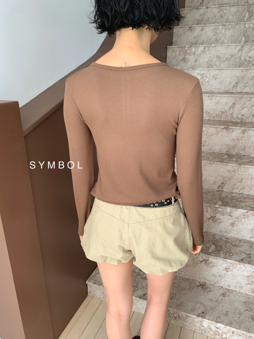 SYMBOL韓國直郵女裝新品人氣休閑推薦26夏季真品長袖T恤船領SYMBOL長袖T恤