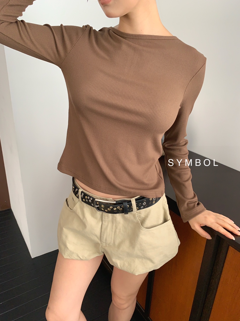 SYMBOL韓國直郵女裝新品人氣休閑推薦26夏季真品長袖T恤船領SYMBOL長袖T恤
