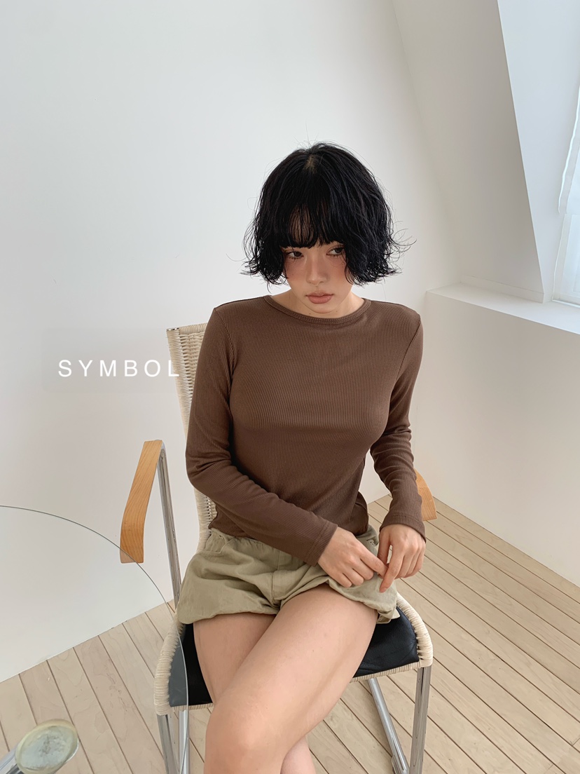 SYMBOL韓國直郵女裝新品人氣休閑推薦26夏季真品長袖T恤船領SYMBOL長袖T恤
