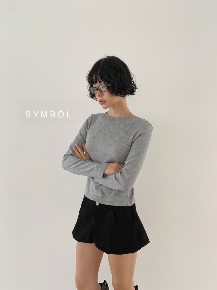 SYMBOL韓國直郵女裝新品人氣休閑推薦26夏季真品長袖T恤船領SYMBOL長袖T恤