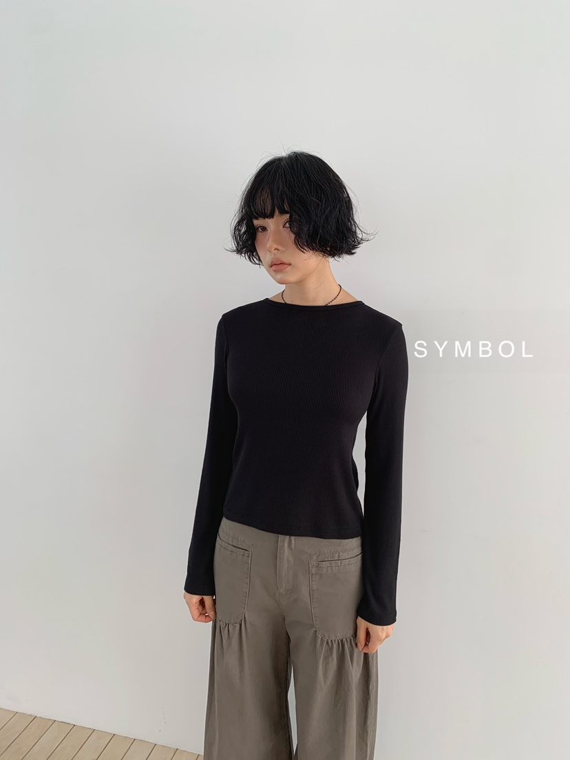 SYMBOL韓國直郵女裝新品人氣休閑推薦26夏季真品長袖T恤船領SYMBOL長袖T恤