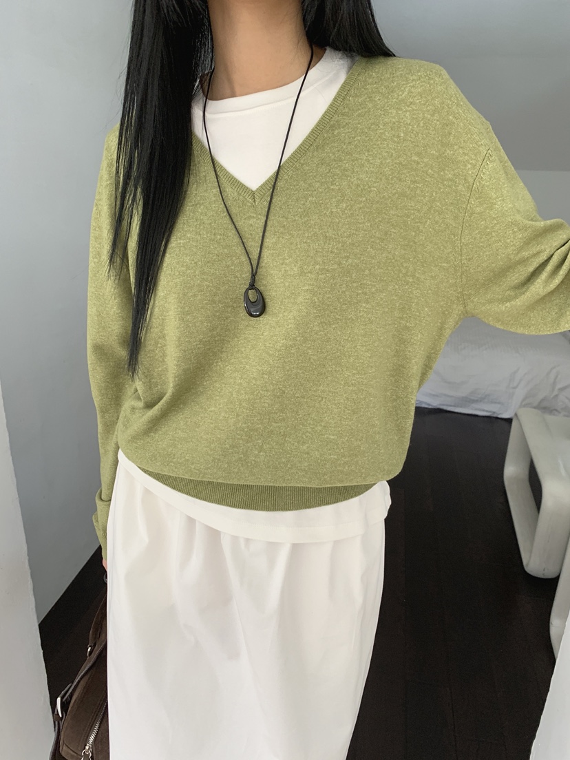 VERNIMENT東大門代購女裝新款真品推薦26夏季針織衫V領羊絨VERNIMENT針織衫