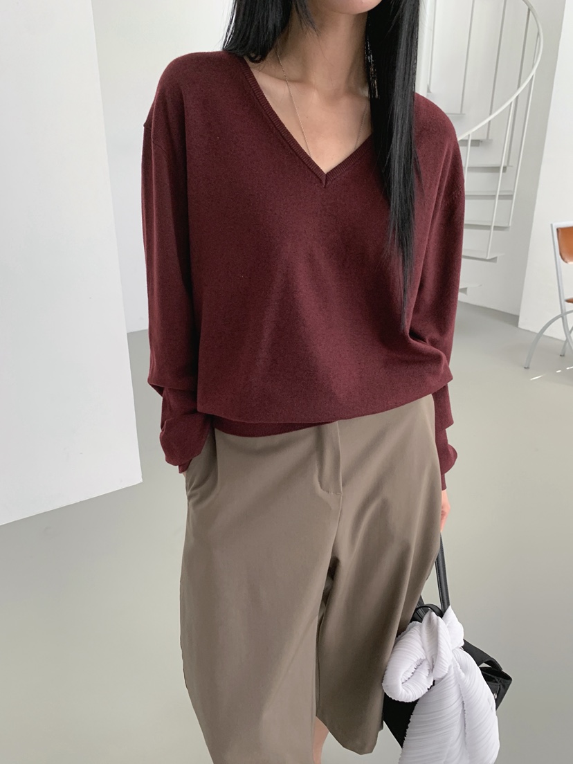 VERNIMENT東大門代購女裝新款真品推薦26夏季針織衫V領羊絨VERNIMENT針織衫