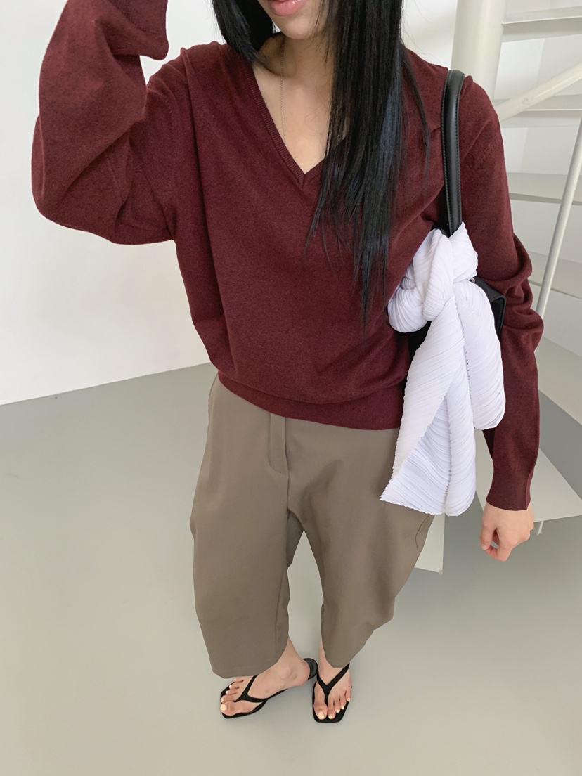 VERNIMENT東大門代購女裝新款真品推薦26夏季針織衫V領羊絨VERNIMENT針織衫