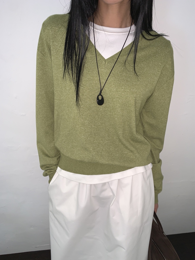VERNIMENT東大門代購女裝新款真品推薦26夏季針織衫V領羊絨VERNIMENT針織衫