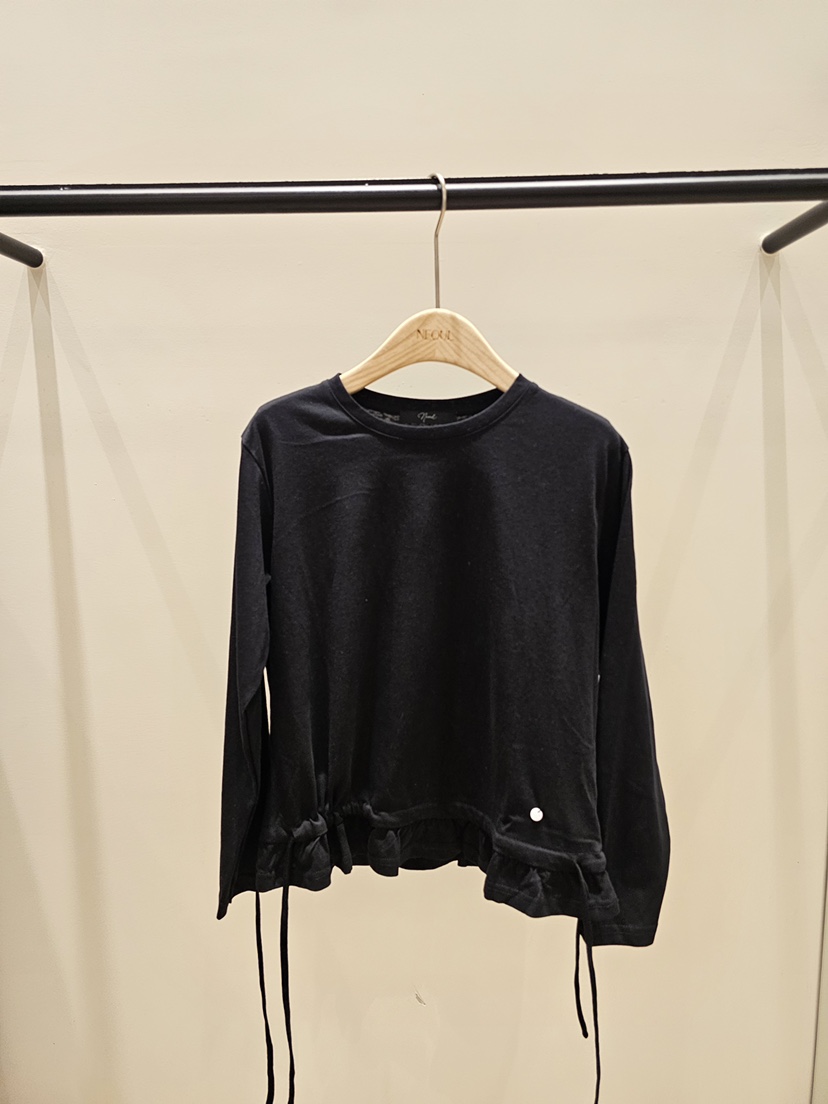 NEOUL東大門代購女士新品休閑真品26夏季熱賣長袖T恤荷葉邊NEOUL/ahin雙領標簽長袖T恤圖色2