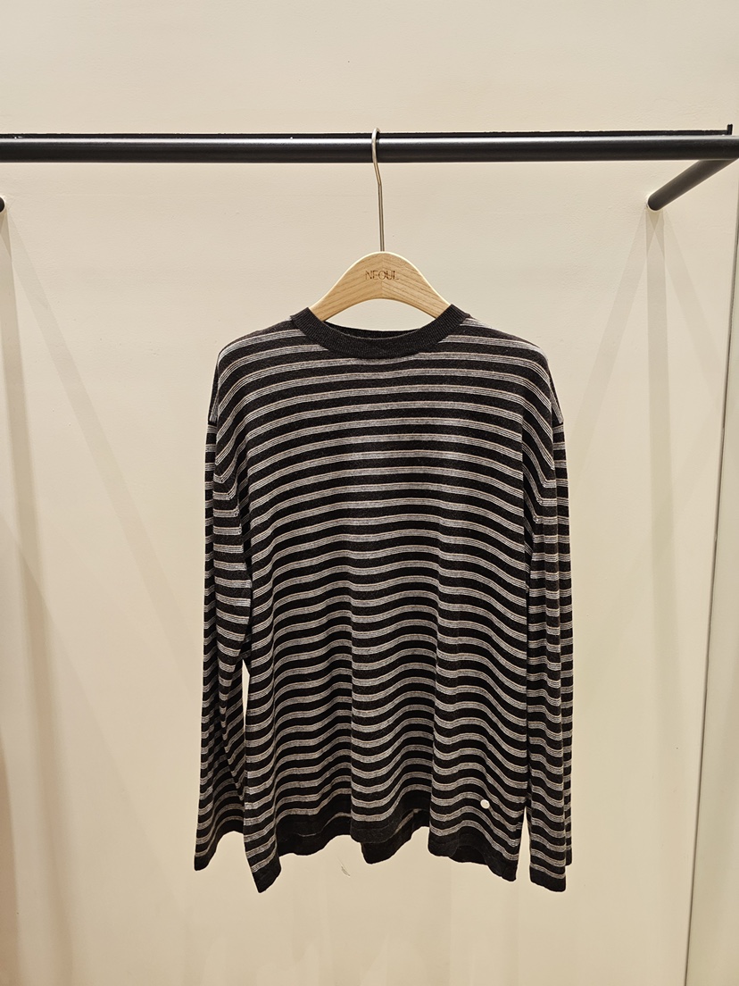 NEOUL東大門實拍女士新品時尚26夏季熱賣長袖T恤含圍巾條紋NEOUL/ahin雙領標簽長袖T恤