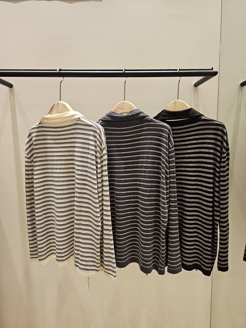 NEOUL東大門實拍女士新品時尚26夏季熱賣長袖T恤含圍巾條紋NEOUL/ahin雙領標簽長袖T恤