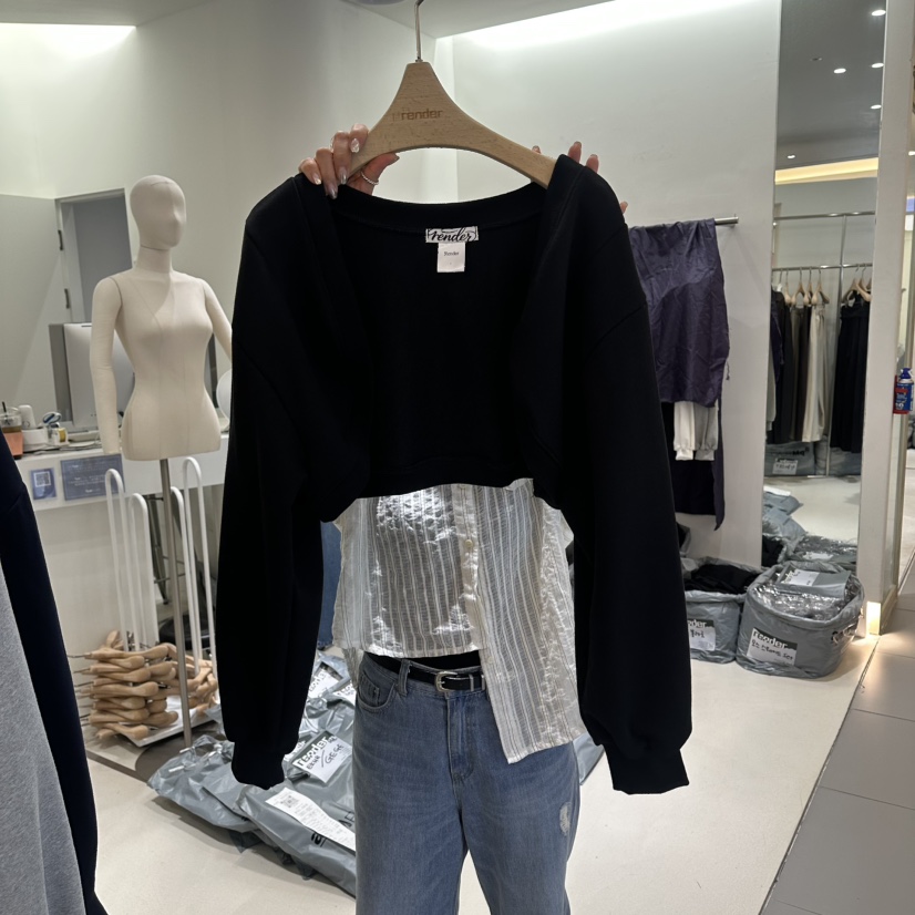 RENDER韓國直郵女士新款人氣熱賣推薦休閑時尚真品26夏季衛衣RENDER衛衣圖色3黑色