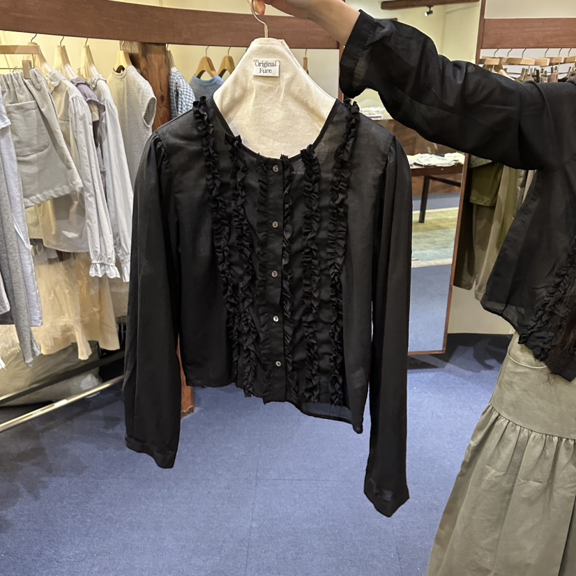 FURE韓國代購女裝新品人氣熱賣休閑時尚26夏季襯衫蕾絲衫褶邊FURE襯衫/蕾絲衫圖色2
