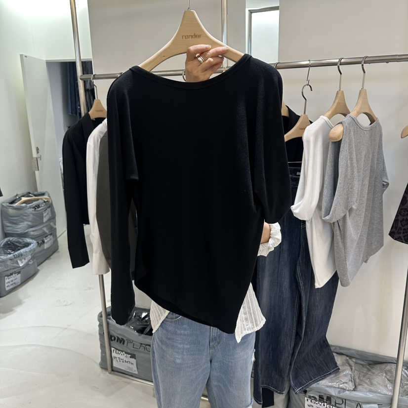 RENDER東大門代購女士新款人氣時尚休閑真品推薦長袖T恤露肩RENDER長袖T恤圖色3