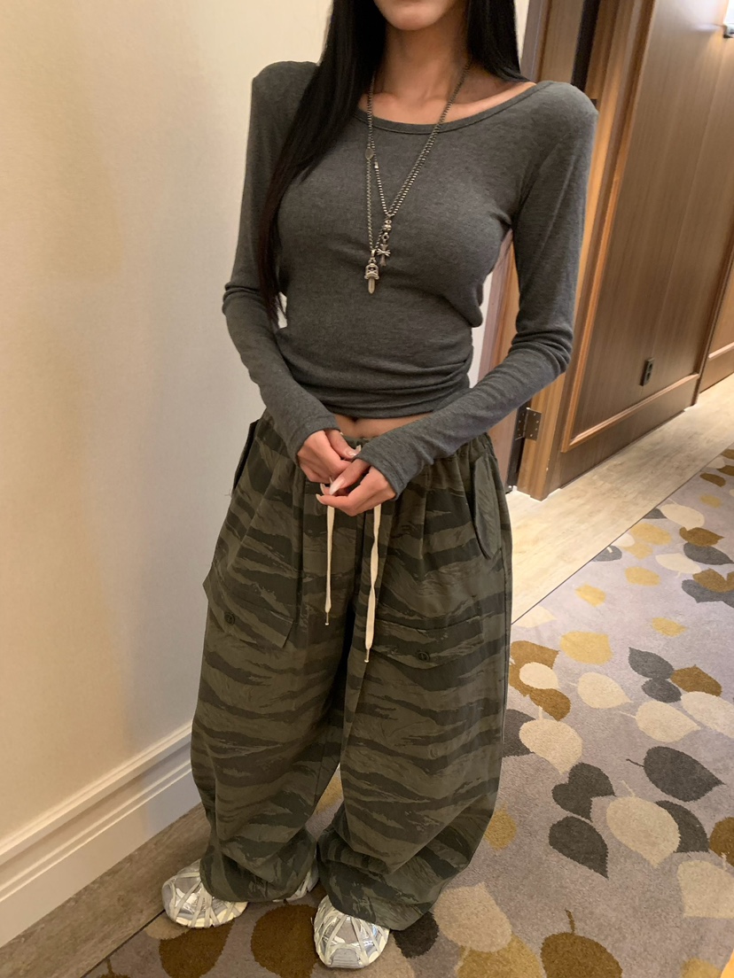BADCALM東大門直郵女裝新款休閑人氣時尚26夏季休閑褲口袋迷彩BADCALM休閑褲