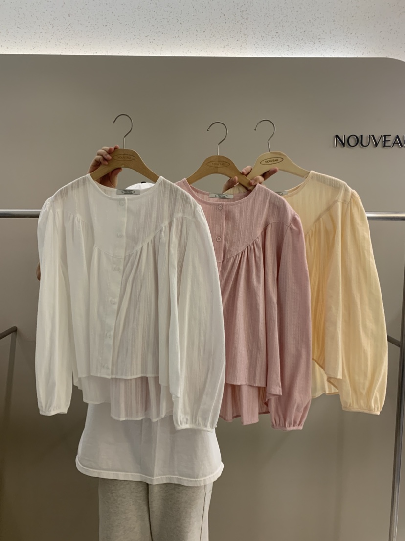 NOUVEAU韓國代購女士新品26夏季時尚休閑熱賣真品襯衫蕾絲衫NOUVEAU襯衫/蕾絲衫