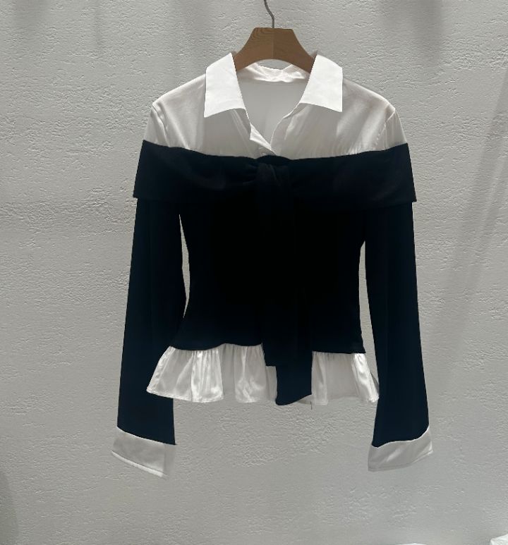 CRONG韓國直郵女士新品人氣熱賣時尚休閑推薦真品襯衫蕾絲衫CRONG襯衫/蕾絲衫圖色1