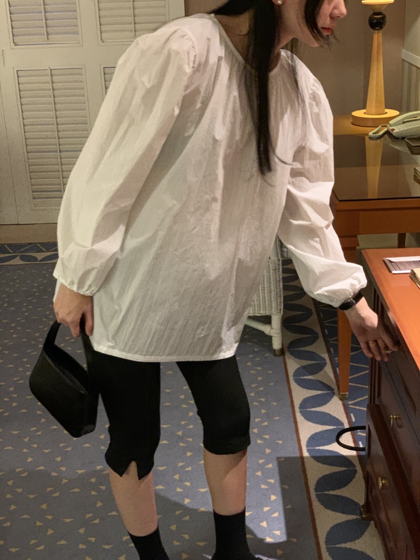 NOUVEAU東大門實拍女士新品時尚真品26夏季襯衫蕾絲衫褶皺NOUVEAU襯衫/蕾絲衫