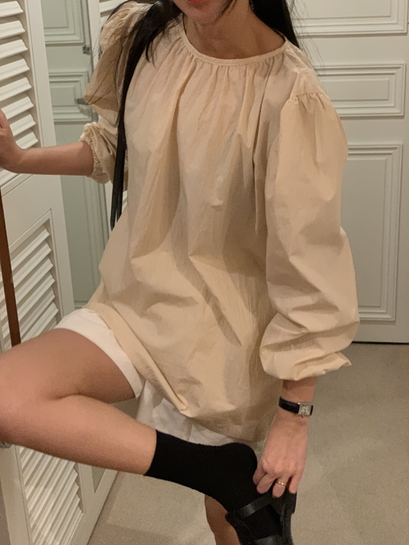NOUVEAU東大門實拍女士新品時尚真品26夏季襯衫蕾絲衫褶皺NOUVEAU襯衫/蕾絲衫