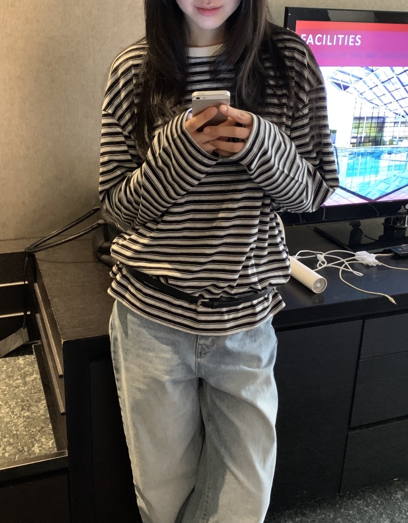 NOUVEAU東大門實拍女士新品休閑推薦熱賣時尚真品長袖T恤NOUVEAU長袖T恤