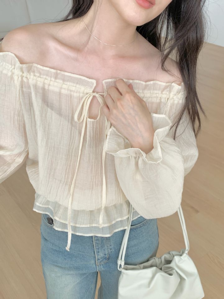 CRONG東大門實拍女裝新品26夏季熱賣休閑人氣時尚襯衫蕾絲衫CRONG襯衫/蕾絲衫
