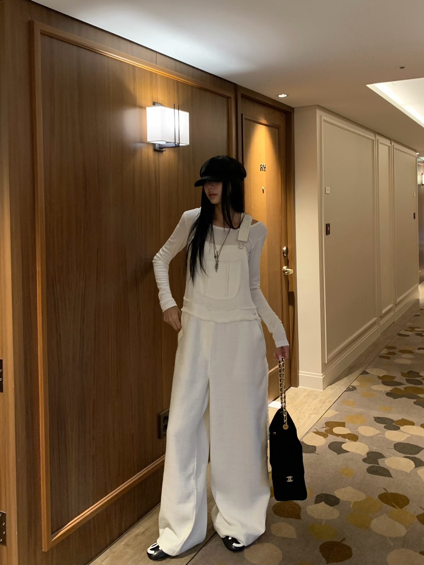 BADCALM東大門直郵女裝新品時尚人氣推薦26夏季背帶褲粗花呢BADCALM背帶褲