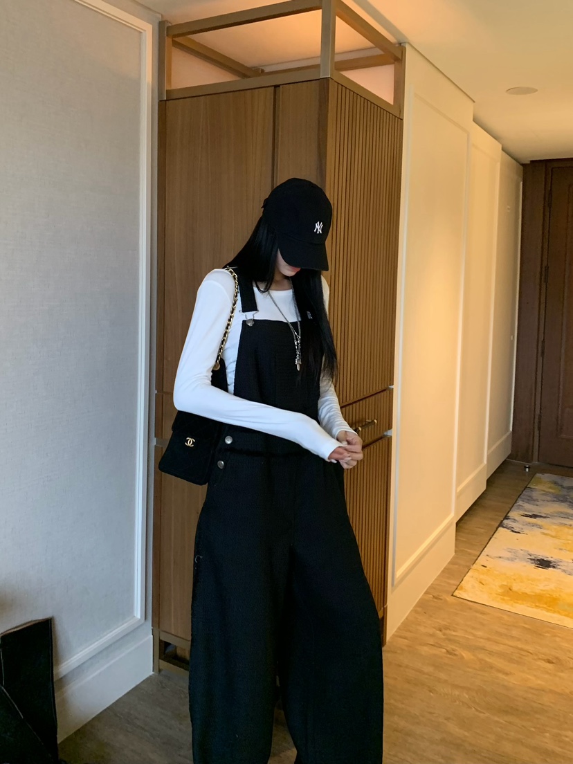 BADCALM東大門直郵女裝新品時尚人氣推薦26夏季背帶褲粗花呢BADCALM背帶褲