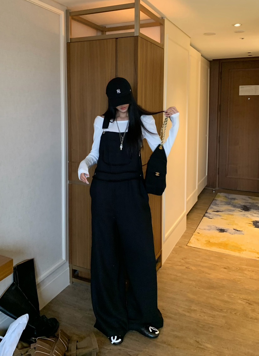 BADCALM東大門直郵女裝新品時尚人氣推薦26夏季背帶褲粗花呢BADCALM背帶褲