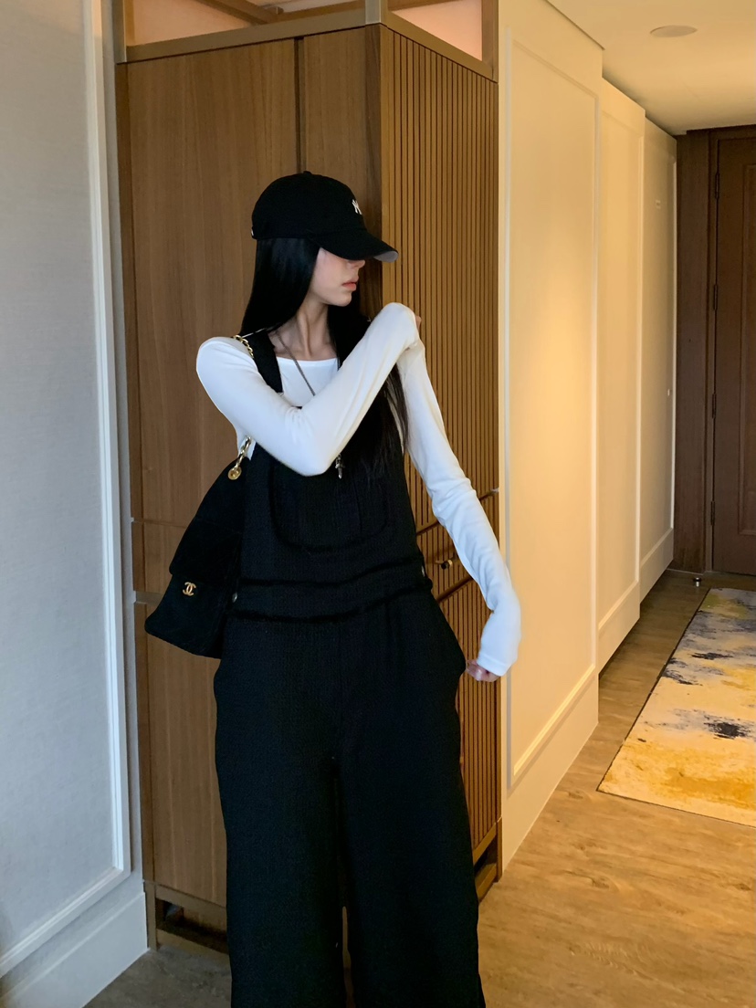 BADCALM東大門直郵女裝新品時尚人氣推薦26夏季背帶褲粗花呢BADCALM背帶褲