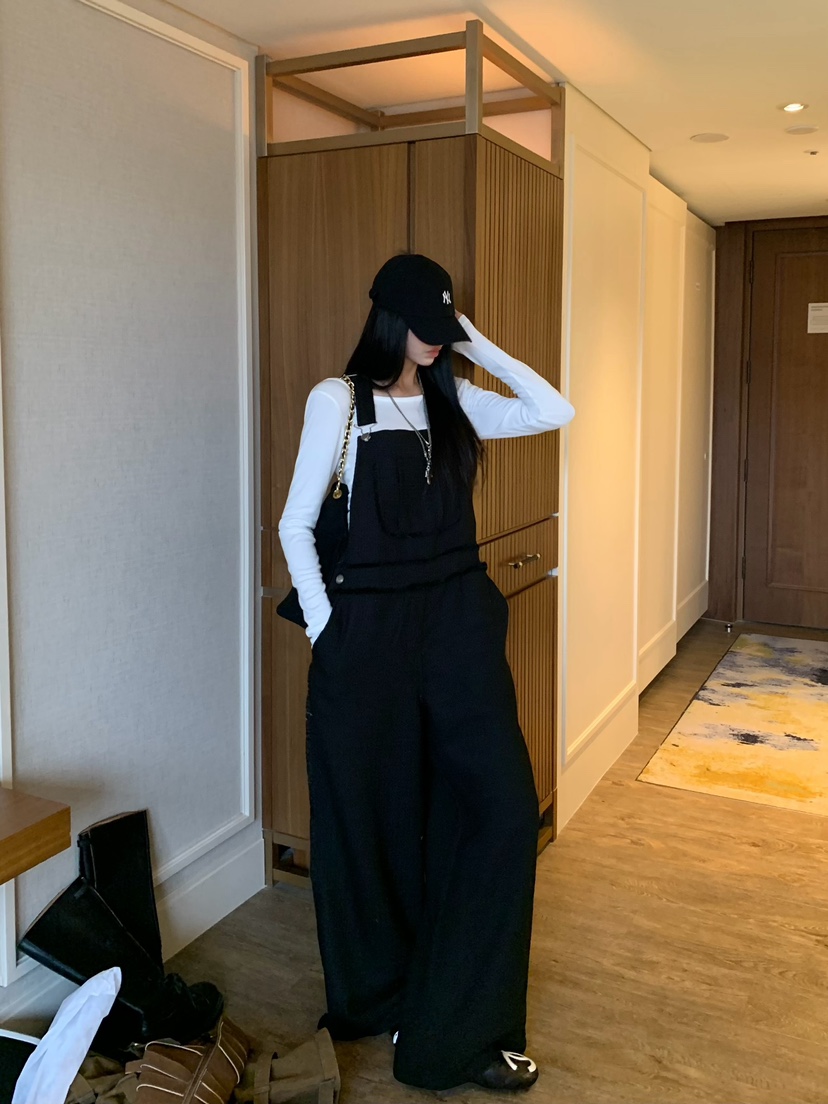 BADCALM東大門直郵女裝新品時尚人氣推薦26夏季背帶褲粗花呢BADCALM背帶褲圖色3