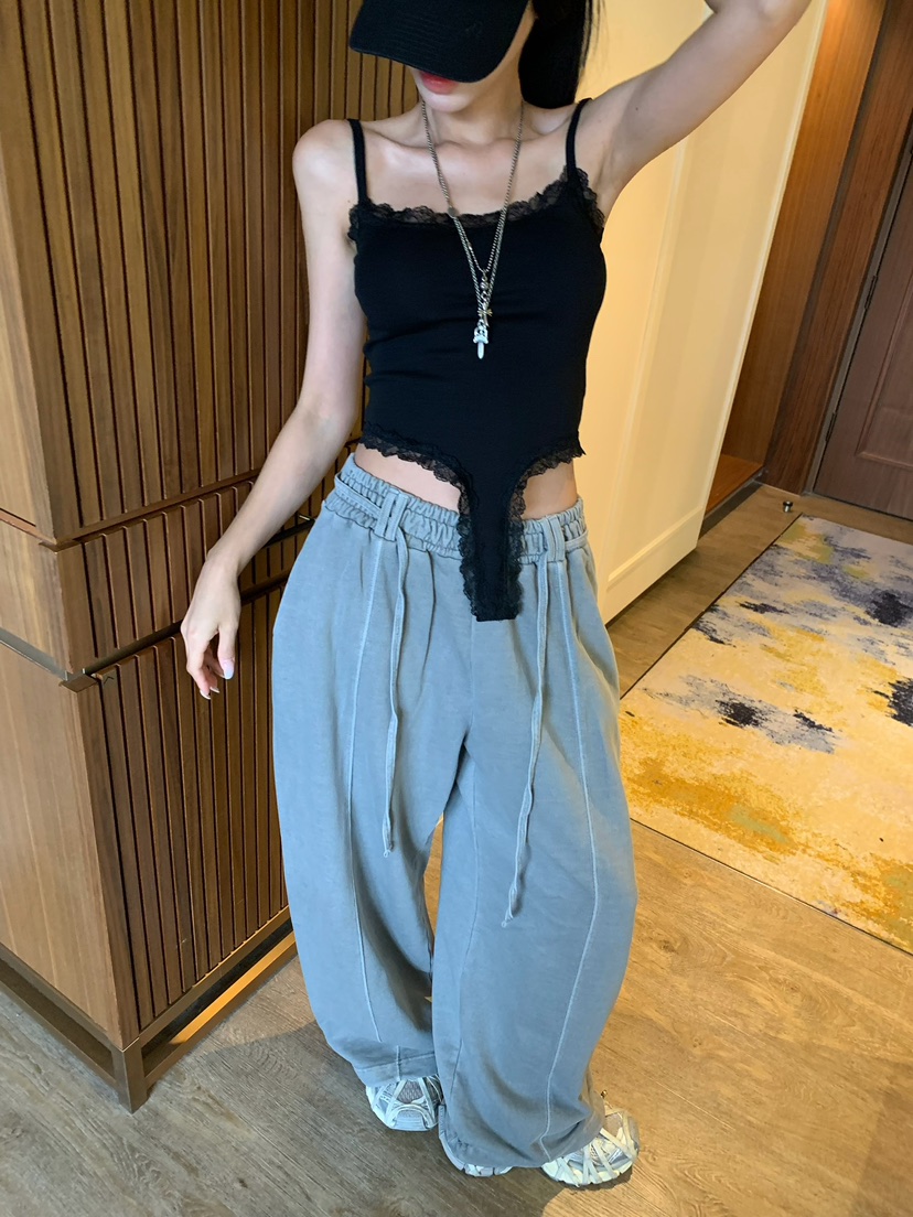 BADCALM東大門實拍女裝新款推薦休閑吊帶背心套裝蕾絲無袖BADCALM吊帶/背心圖色1