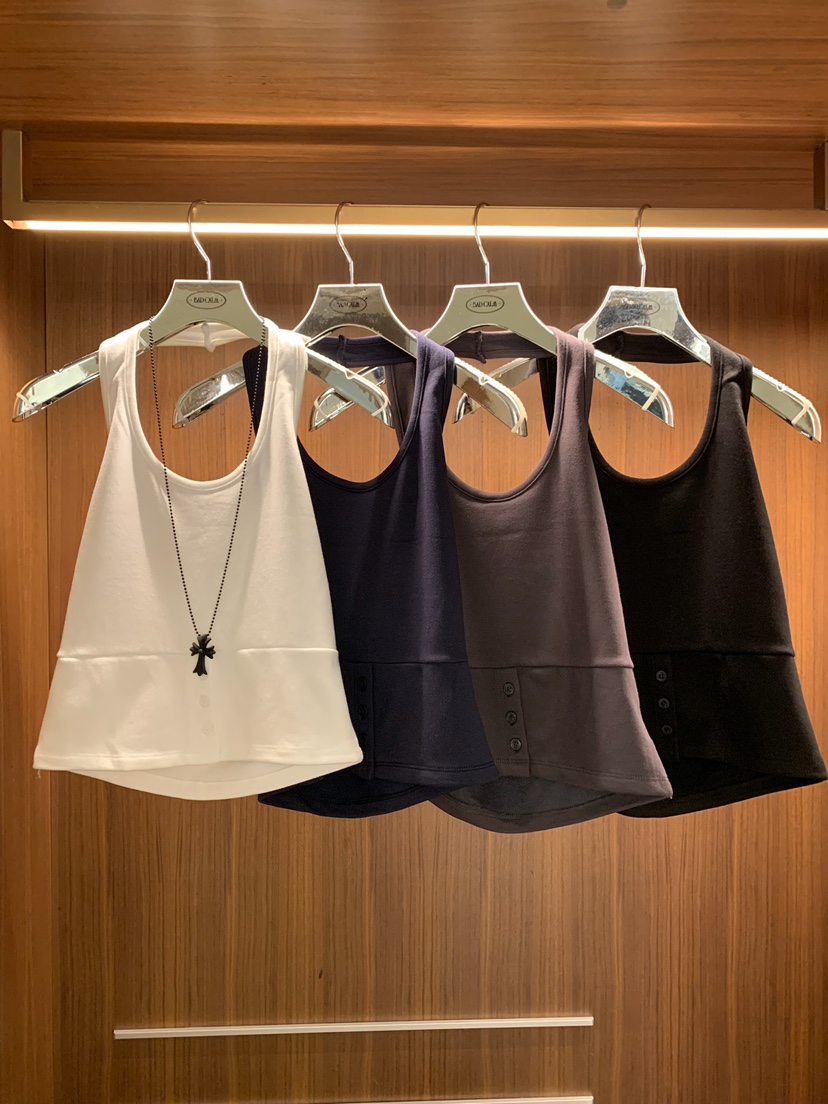BADCALM韓國直郵女裝新品休閑人氣熱賣26夏季吊帶背心紐扣BADCALM吊帶/背心