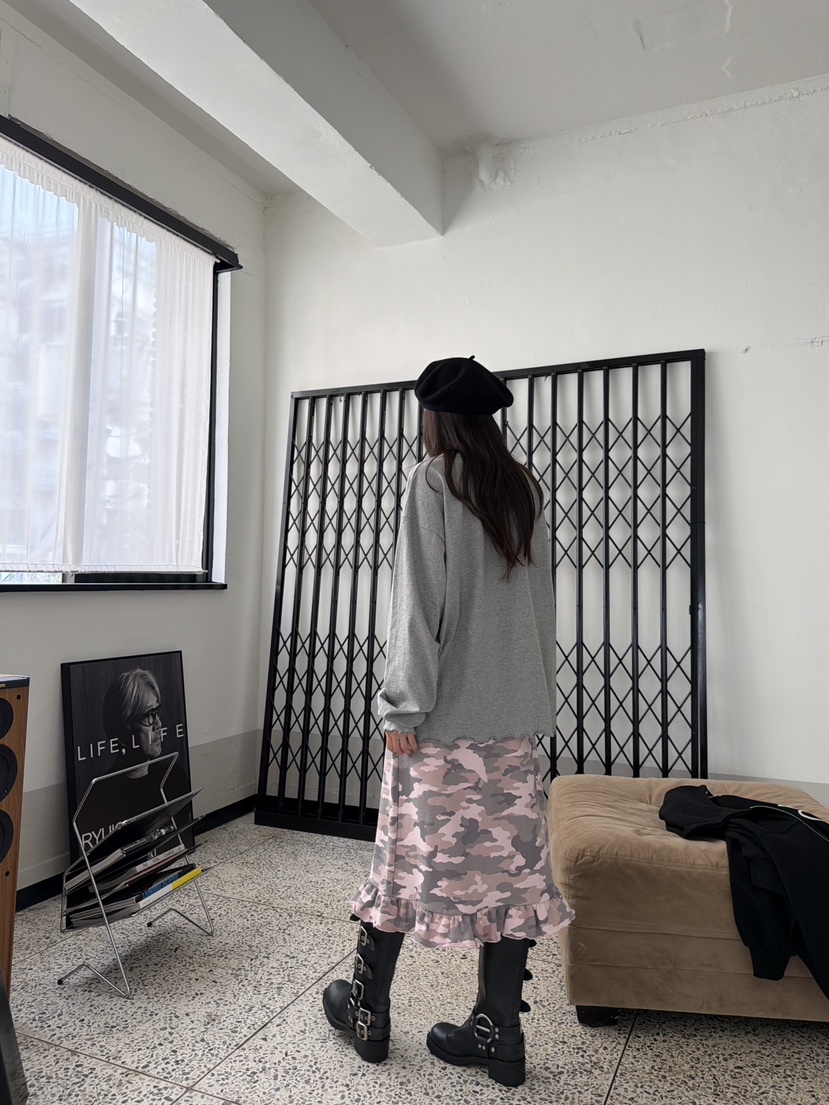 YES東大門實拍女士新品休閑人氣推薦半身裙中短裙荷葉邊迷彩YES半身裙/中短裙