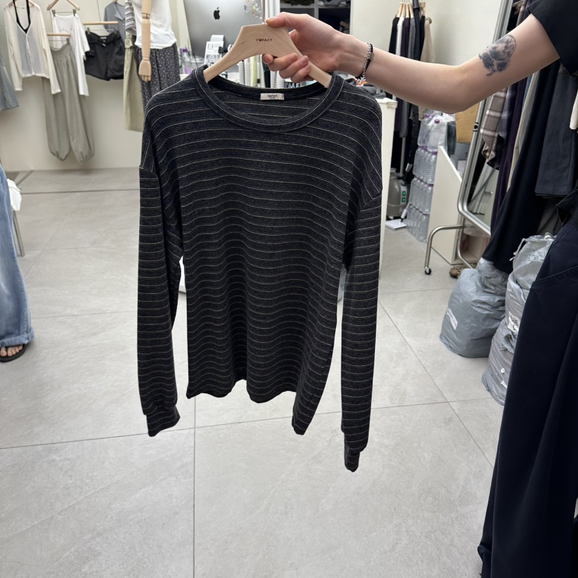 I MFACT韓國直郵女裝新款26夏季時尚真品休閑長袖T恤條紋I MFACT長袖T恤圖色3