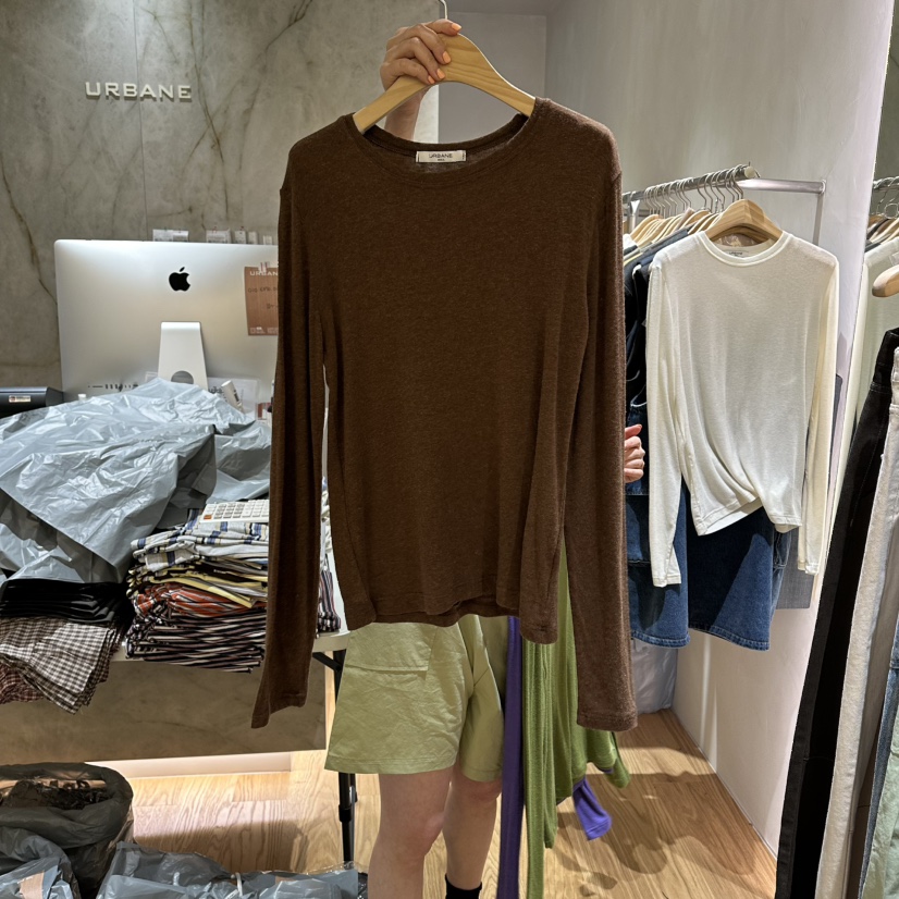 URBANE-P韓國代購女士新品時尚26夏季休閑真品熱賣長袖T恤URBANE-P長袖T恤圖色2