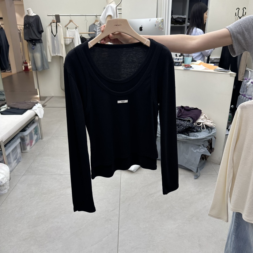 I MFACT韓國代購女裝新品休閑人氣熱賣真品長袖T恤假兩件I MFACT長袖T恤圖色3