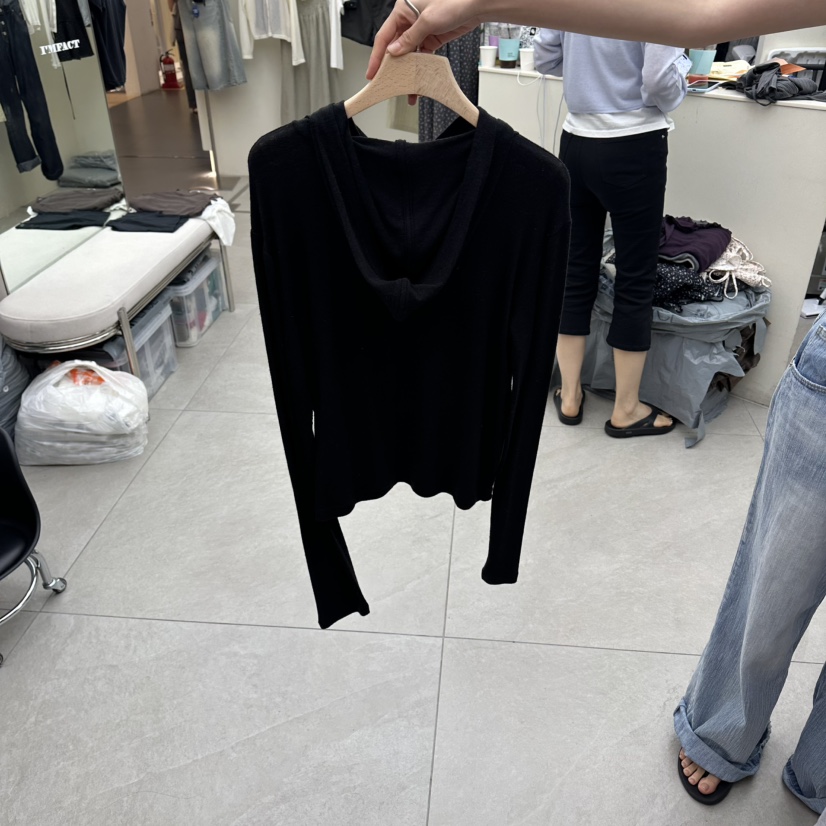 I MFACT韓國直郵女裝新品時尚休閑長袖T恤安哥拉連帽衫羊毛I MFACT長袖T恤