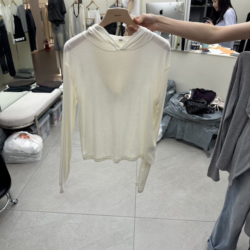 I MFACT韓國直郵女裝新品時尚休閑長袖T恤安哥拉連帽衫羊毛I MFACT長袖T恤圖色2