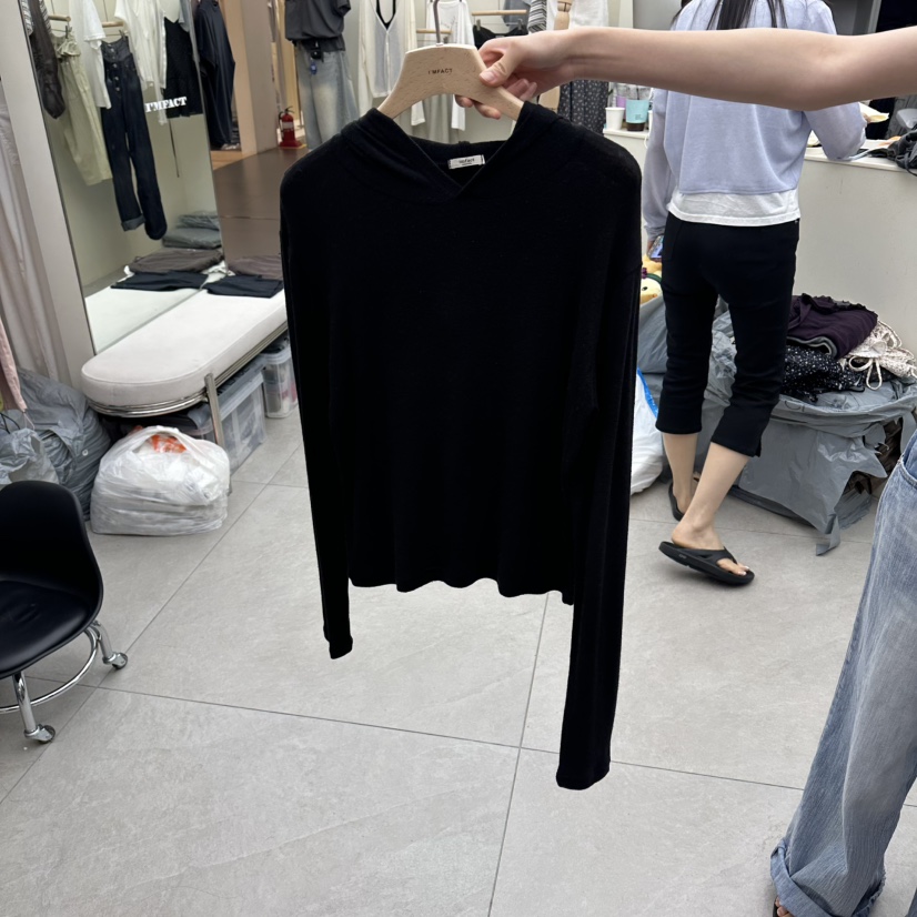 I MFACT韓國直郵女裝新品時尚休閑長袖T恤安哥拉連帽衫羊毛I MFACT長袖T恤圖色3