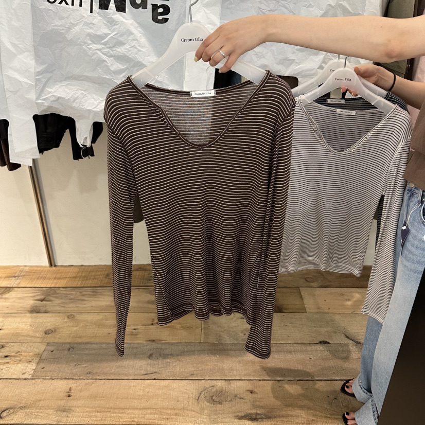 CREAM VILLA東大門代購女裝新品26夏季長袖T恤條紋CREAM VILLA長袖T恤圖色3