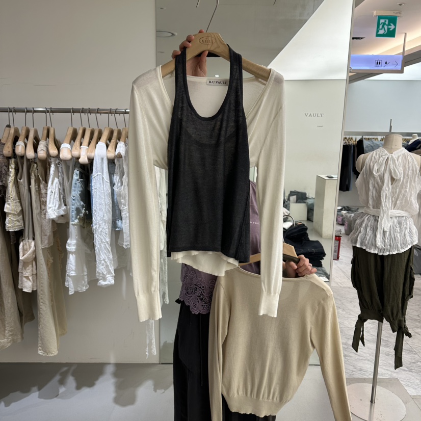 VAULT韓國代購女士新品時尚人氣26夏季套裝兩件套撞色無袖VAULT套裝圖色3