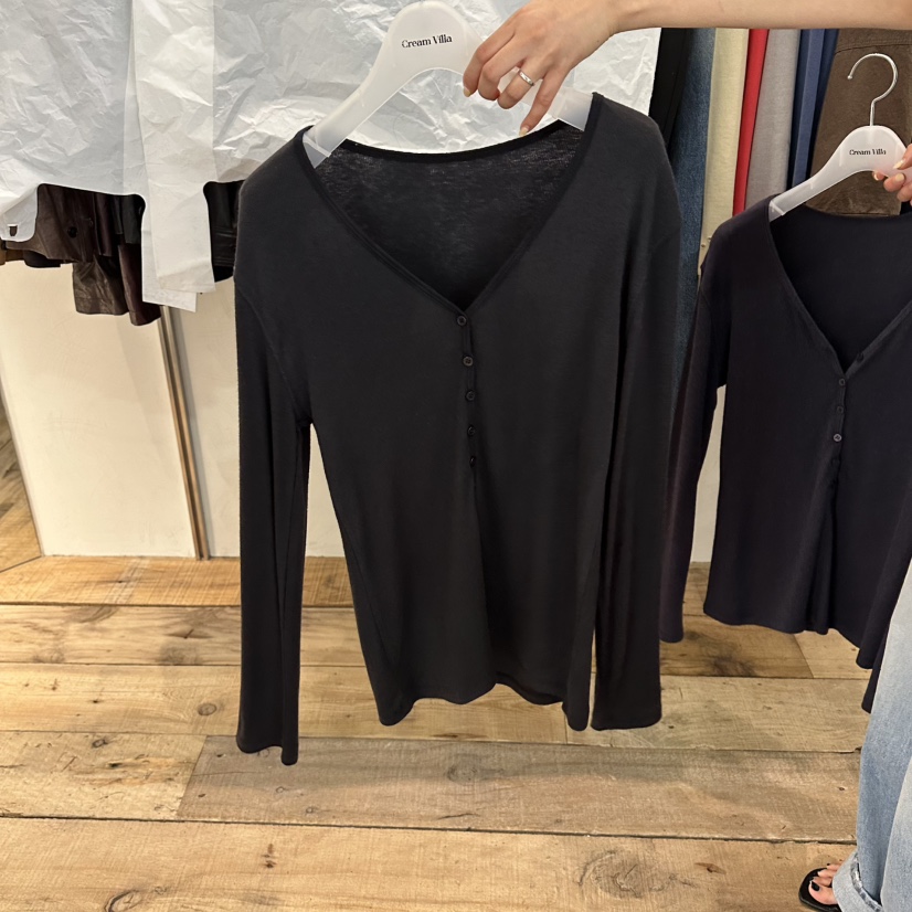 CREAM VILLA韓國直郵女士新品熱賣長袖T恤CREAM VILLA長袖T恤圖色4黑色