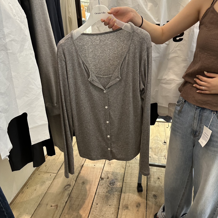 CREAM VILLA韓國代購女裝新品休閑長袖T恤CREAM VILLA長袖T恤圖色1